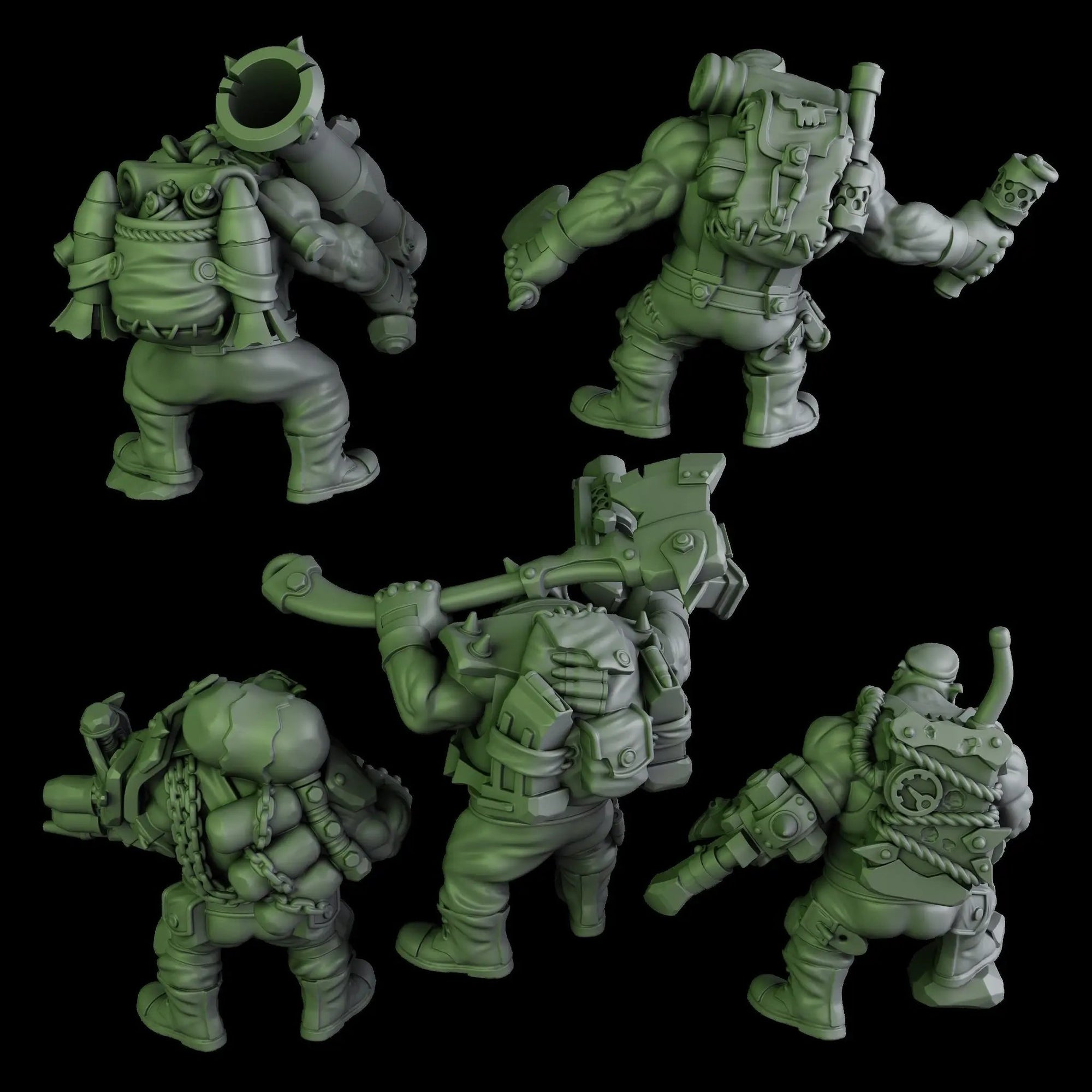 3D printed black Orks mob model by DakkaDakka Miniatures, detailed miniatures for tabletop gaming, created by Last Hope Miniatures