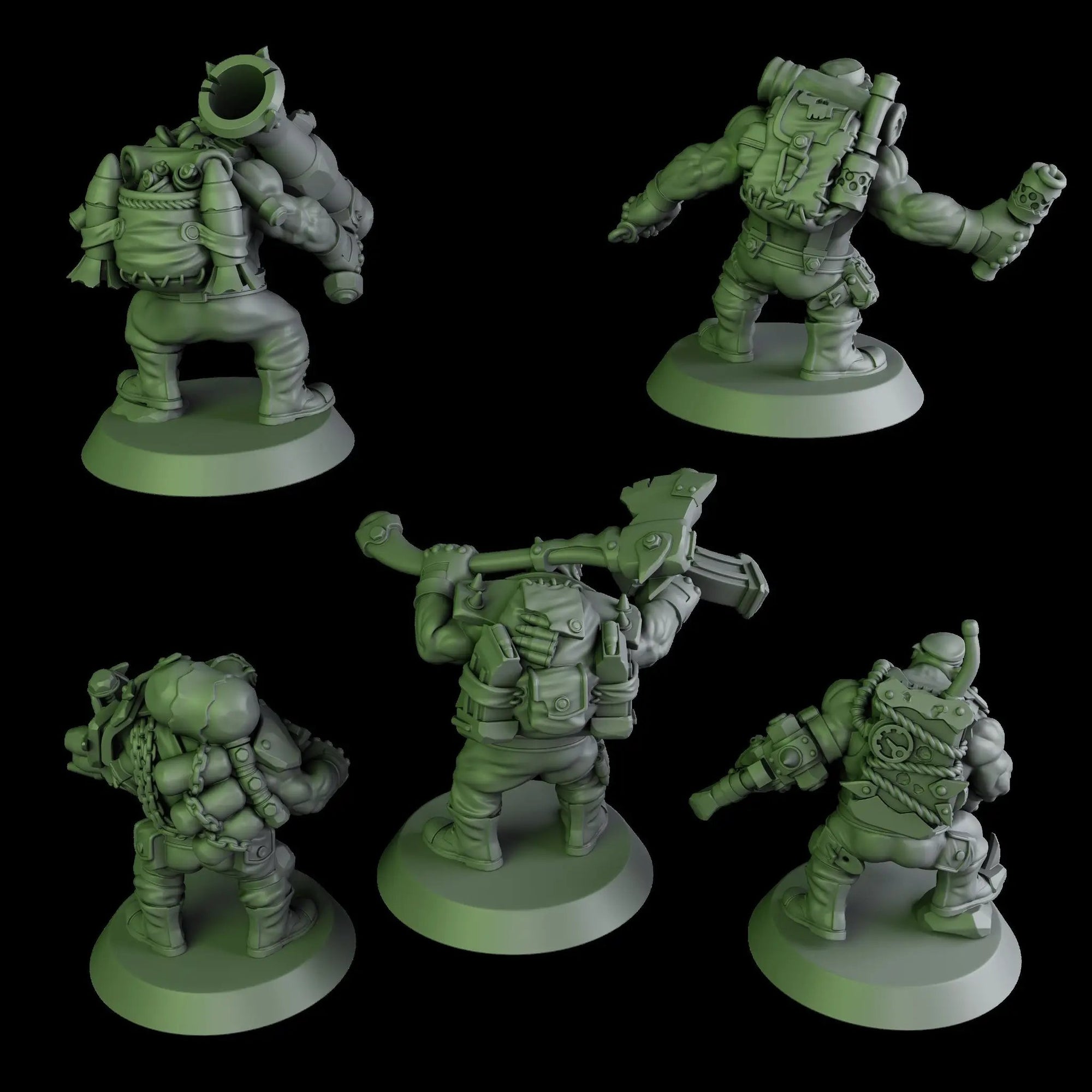 Black Orks Mob model by DakkaDakka Miniatures, 3D printed army figure with detailed orc figures in black, created by Last Hope Miniatures