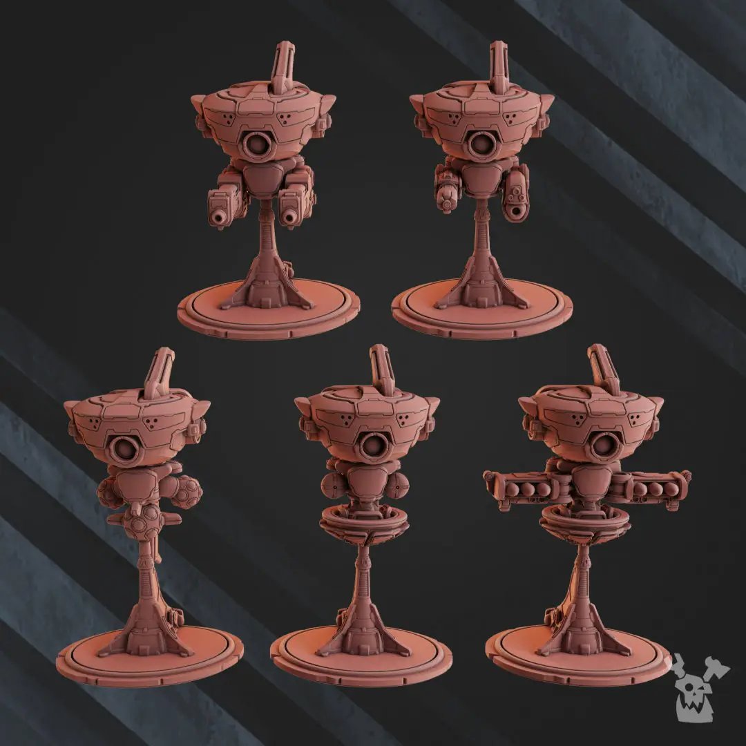 3D printed black Sun Covenant Drones model by Last Hope Miniatures, detailed miniature for tabletop gaming or display.
