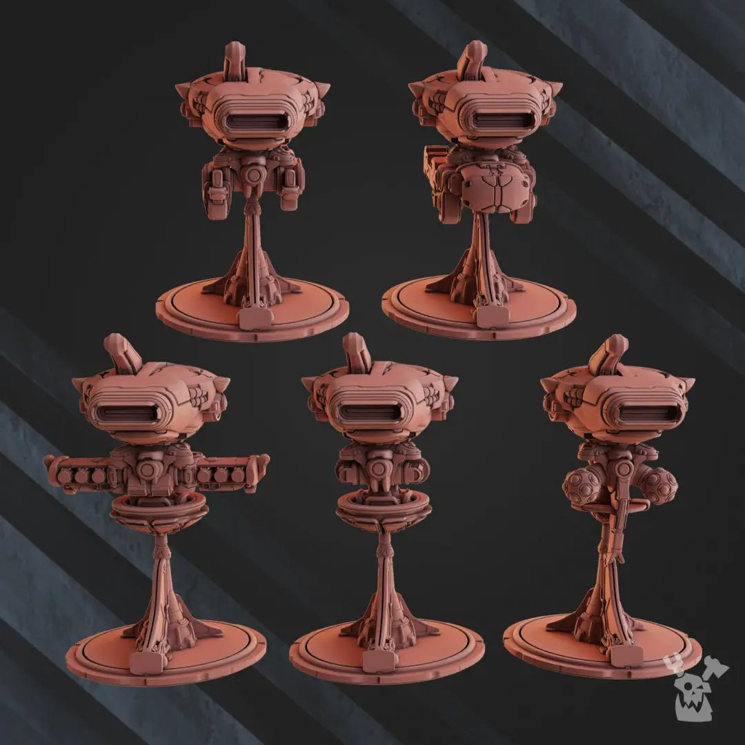 3D printed black Sun Covenant Drones model by Last Hope Miniatures, featuring detailed drone designs from DakkaDakka.