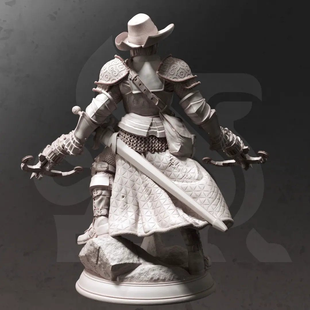 3D printed Blood Hunter model by Last Hope Miniatures for DM Stash, detailed miniature figure on a stand.