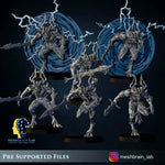 Six 3D printed Bloodthirsty Daemons models by Last Hope Miniatures for tabletop gaming, detailed with fierce, monstrous features.