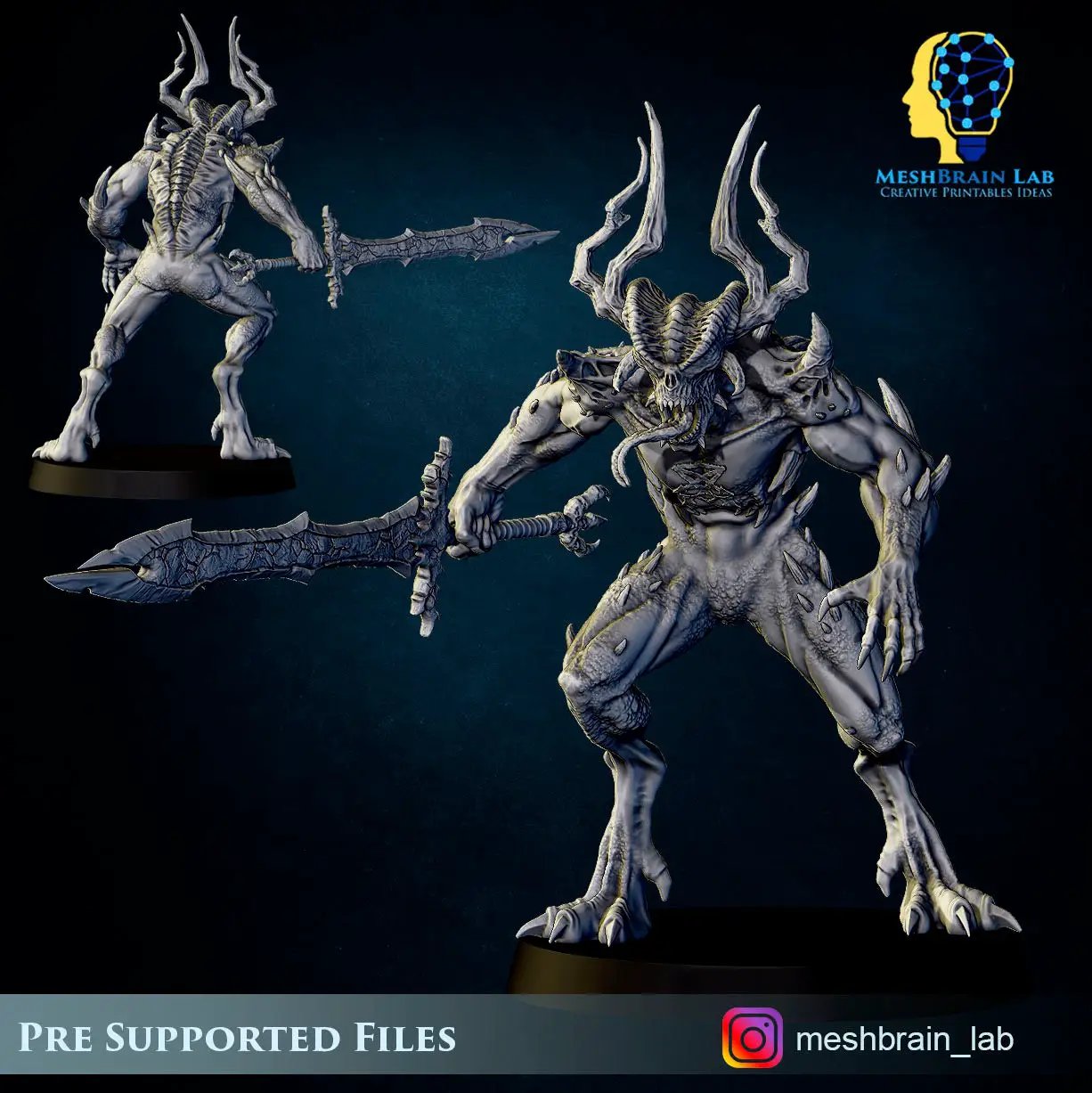Six 3D printed Bloodthirsty Daemons model figures by Last Hope Miniatures, showcasing detailed sinister demon designs.