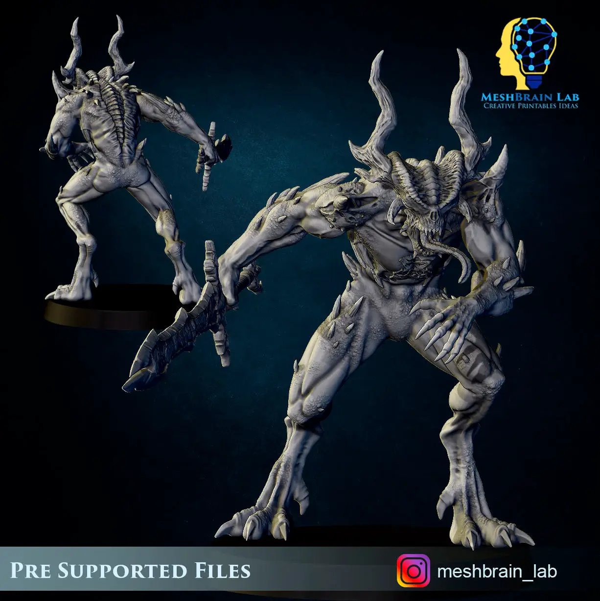 Six 3D printed Bloodthirsty Daemons model by Last Hope Miniatures from Meshbrain Labs, featuring detailed miniature figures.