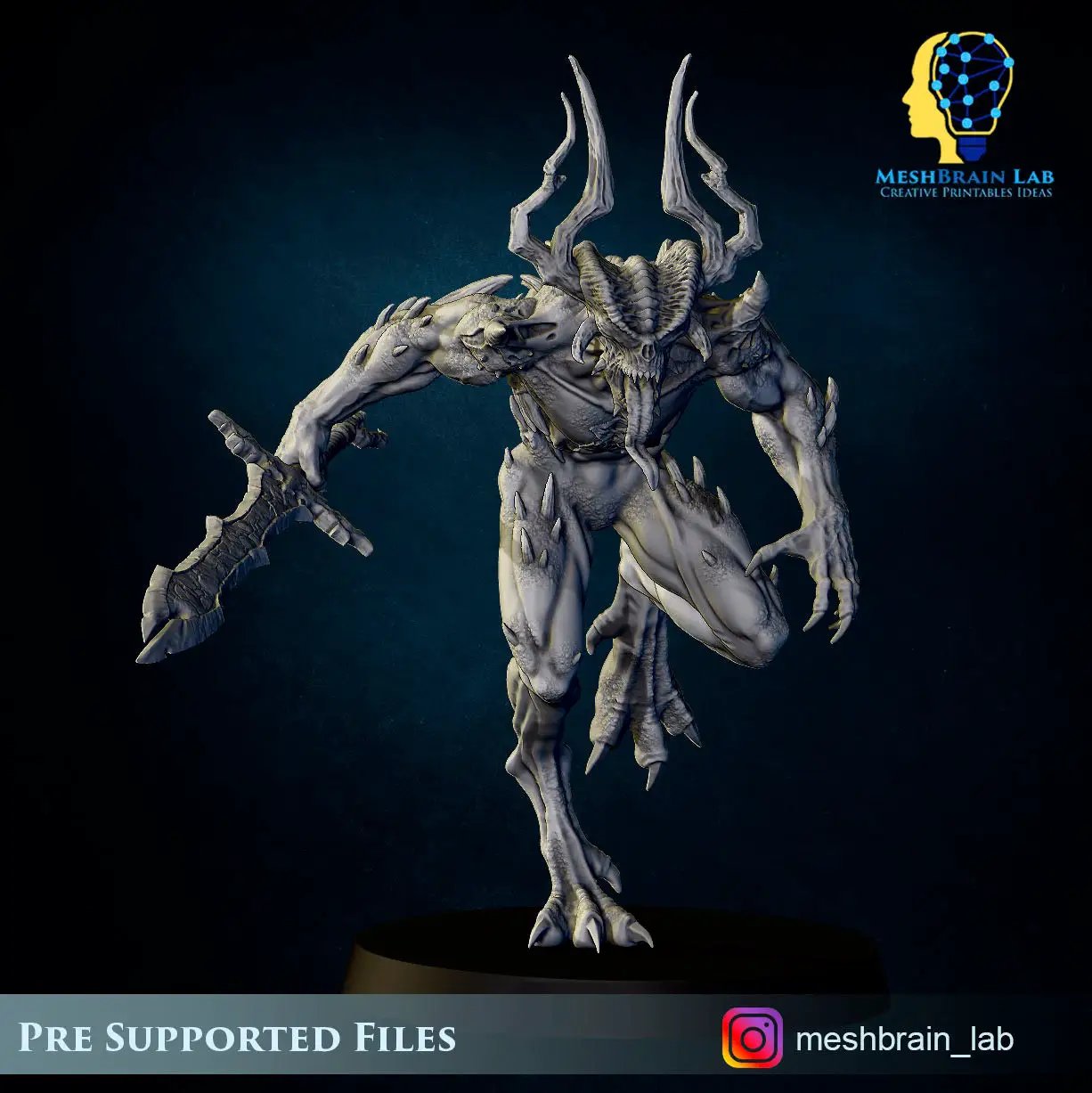 Six 3D printed Bloodthirsty Daemons models by Last Hope Miniatures for Meshbrain Labs, showcasing detailed monster figures.
