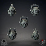 3D printed bloody skull helmets model by Last Hope Miniatures, featuring detailed skull designs for tabletop gaming or collectibles.