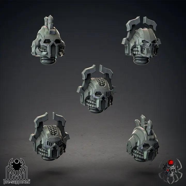 3D printed bloody skull helmets model by Last Hope Miniatures, featuring detailed skull designs for tabletop gaming or collectibles.