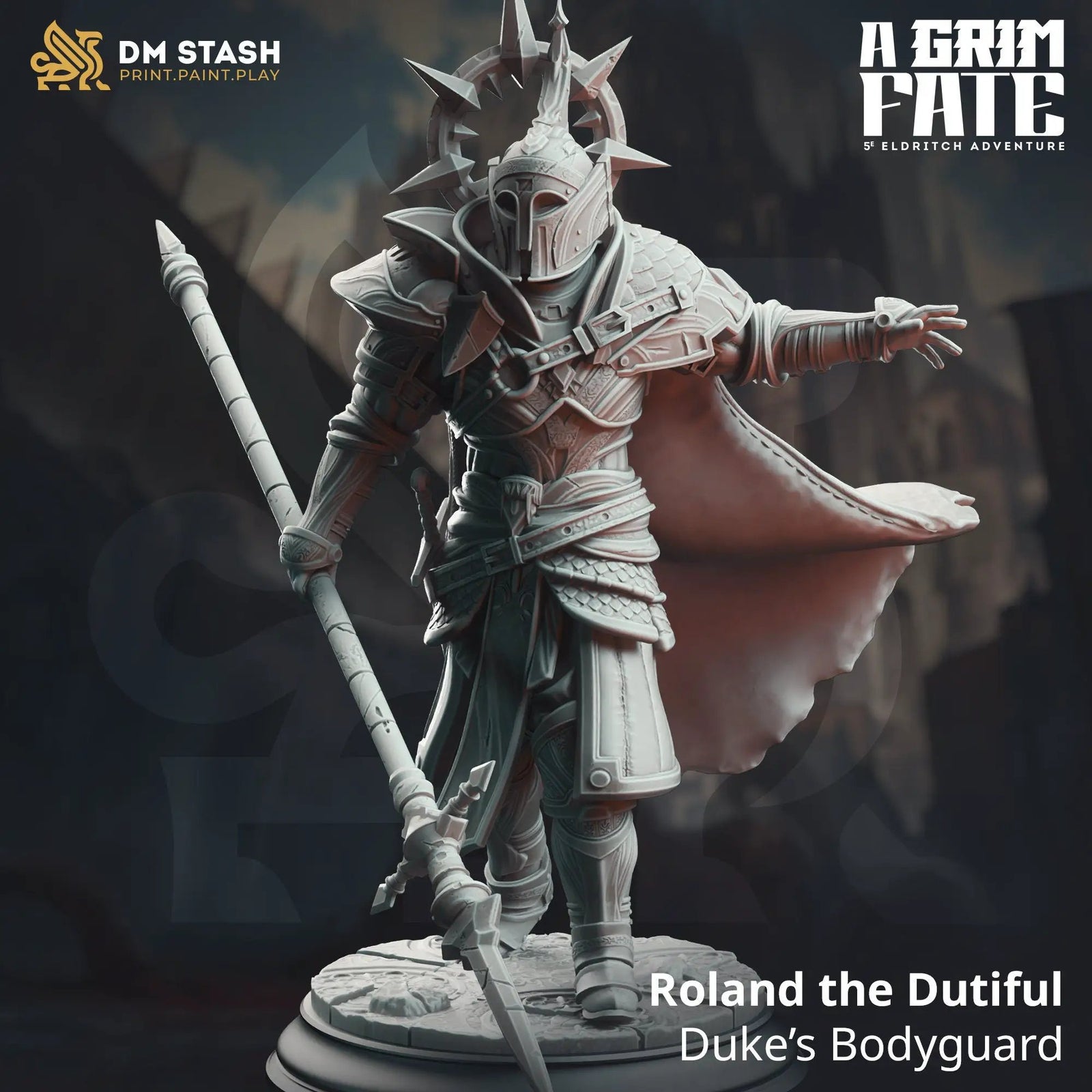 3D printed Bodyguard Knight model by Last Hope Miniatures, featuring detailed armor and weapons, suitable for tabletop gaming.