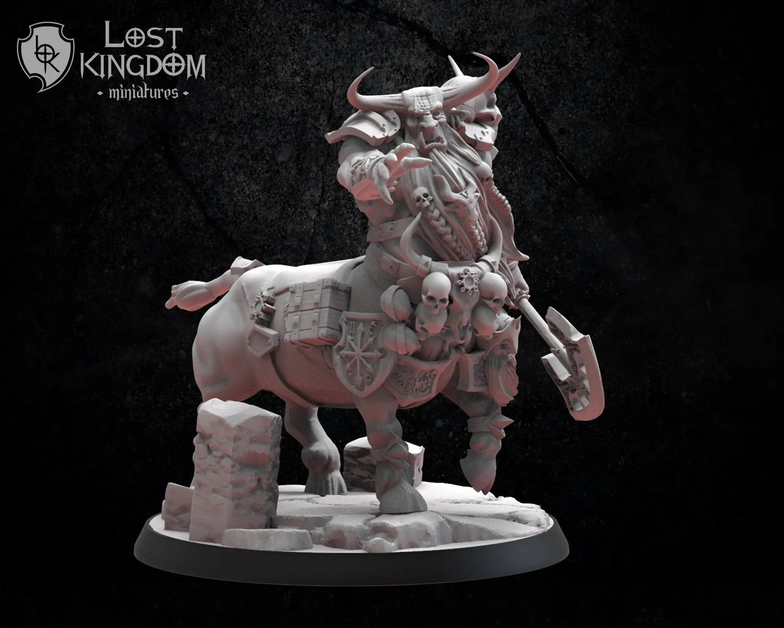3D printed Bul-Thaur hero model by Lost Kingdom Miniatures, detailed fantasy figure from Last Hope Miniatures collection.