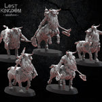 Three 3D printed Bul-Thaurs models by Lost Kingdom Miniatures, detailed fantasy creature figures for tabletop gaming.
