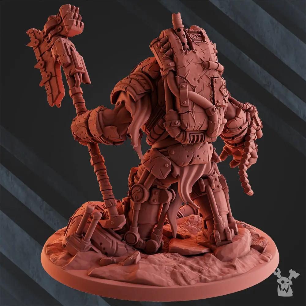 3D printed Bull'War Ork Boss model by Last Hope Miniatures, detailed orc figurine with armor and weapon for tabletop gaming.