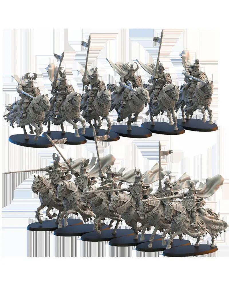 Set of six 3D printed Calix Knights models by Lost Kingdom Miniatures, detailed miniatures for tabletop gaming.