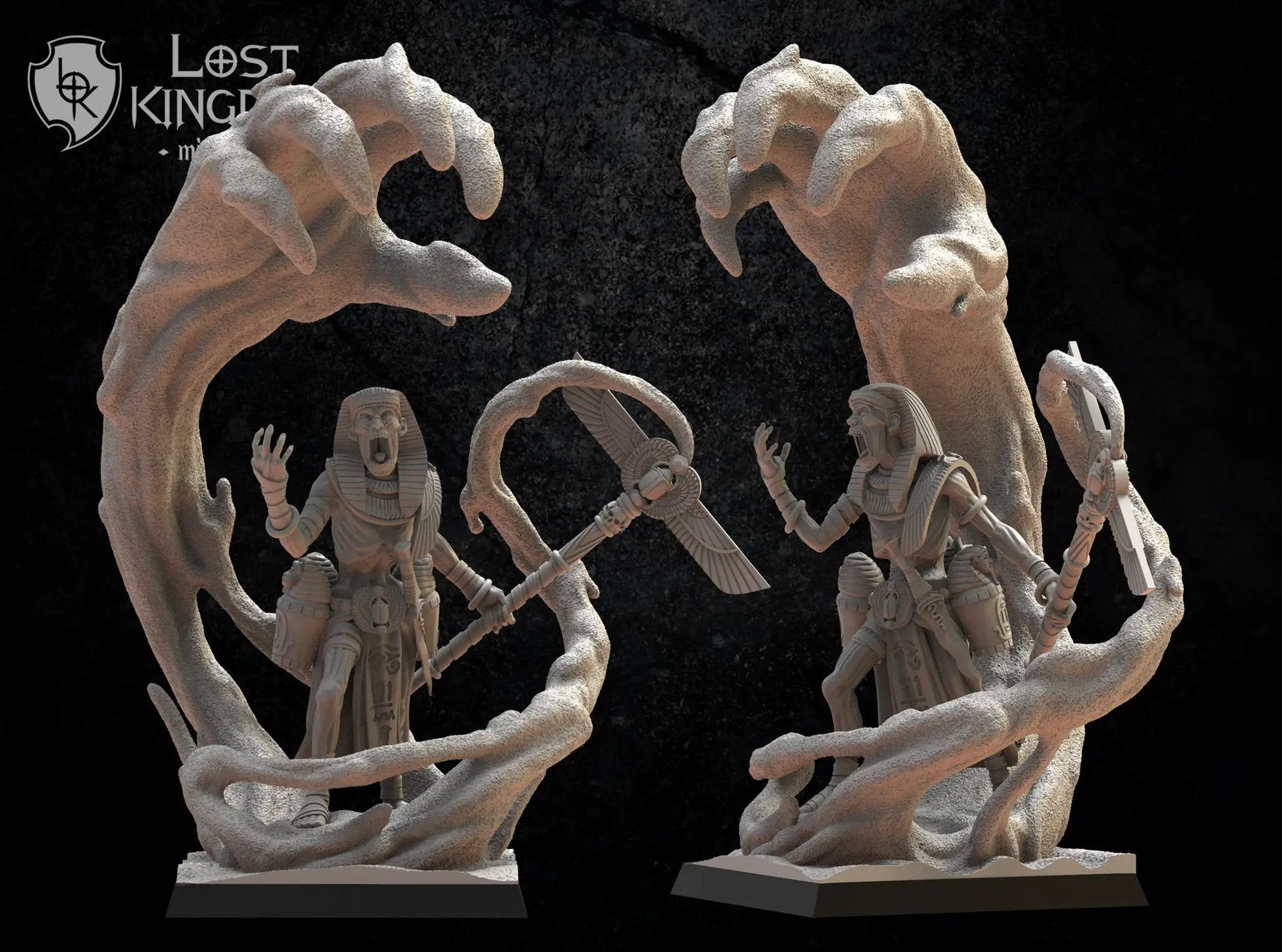 3D printed Canoptek Sorcerer model by Lost Kingdom Miniatures, featuring intricate details and a sci-fi design.