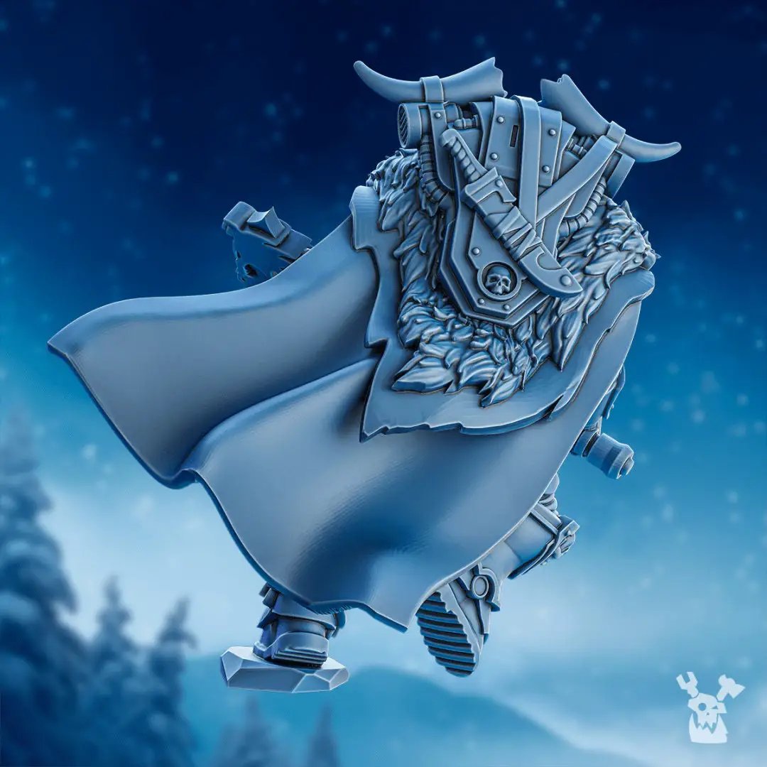 3D printed Chacol'ad Storm Axe model by Last Hope Miniatures, featuring intricate details and a dynamic pose.