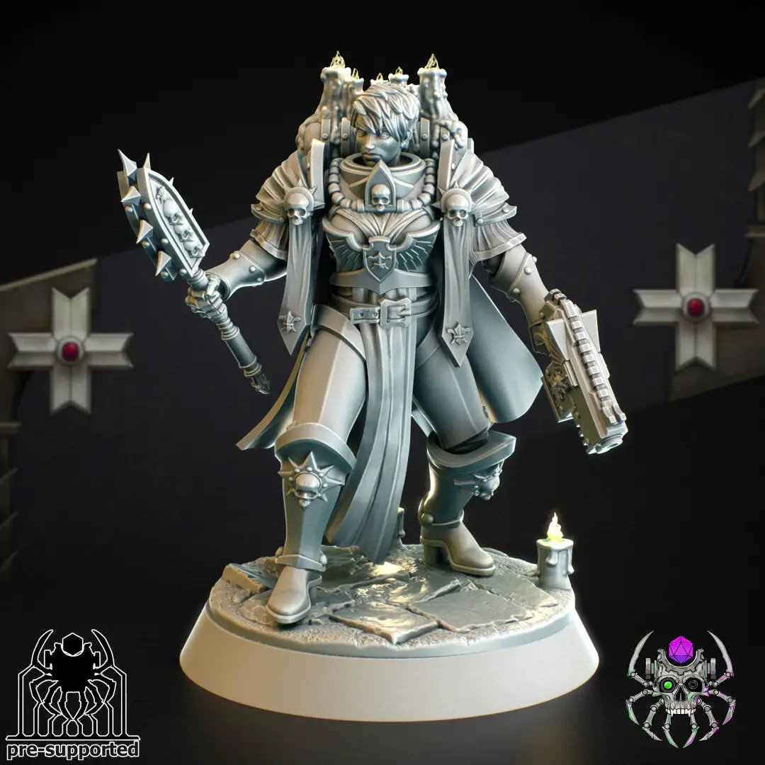 3D printed Chaplain Widow model by Last Hope Miniatures, featuring detailed armor and weapon, for tabletop gaming.