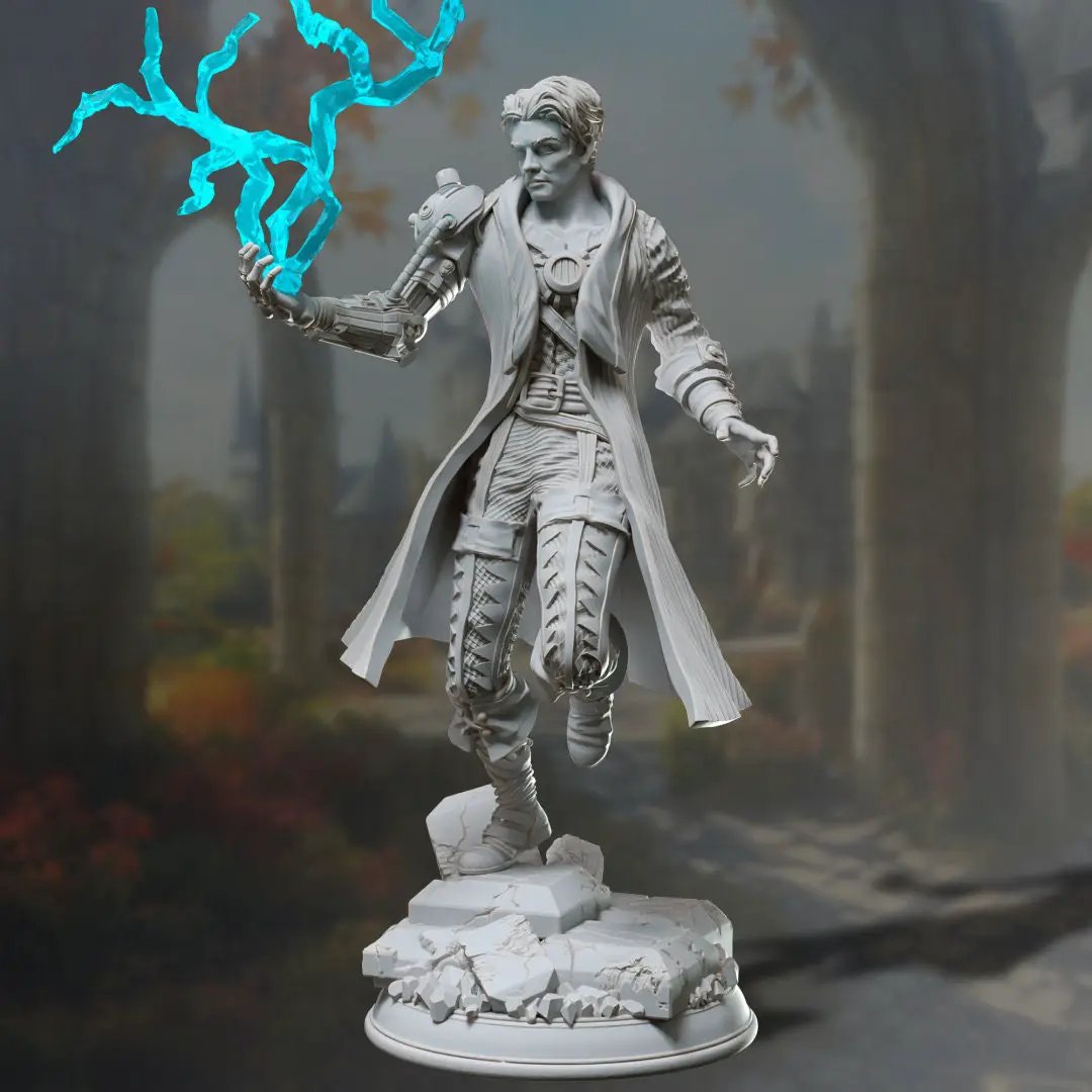 3D printed Clockwork Artificer model by Last Hope Miniatures, detailed steampunk-inspired figure from DM Stash collection