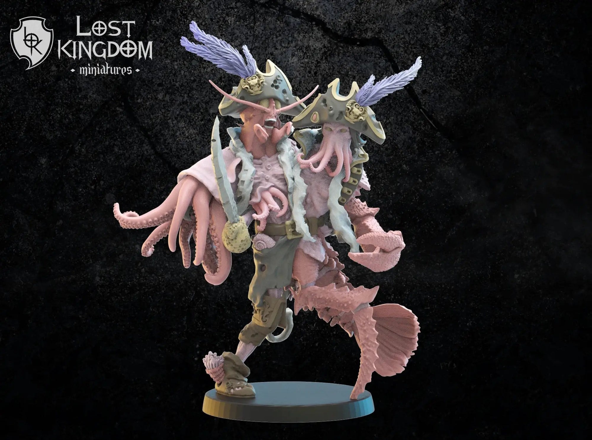 3D printed conjoined twin captain model by Last Hope Miniatures, featuring detailed miniature figures with intricate sculpting.