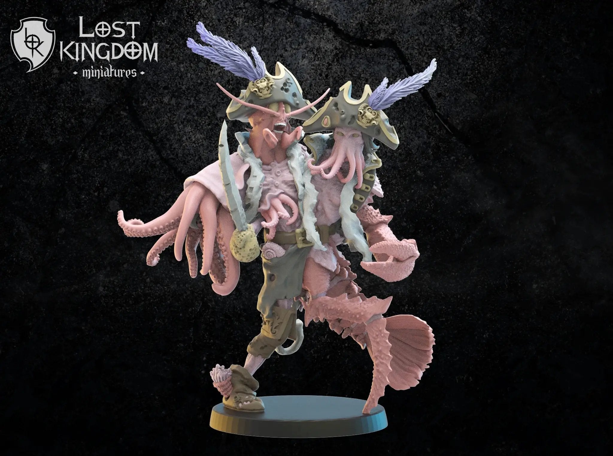 3D printed conjoined twin captain model by Last Hope Miniatures, featuring detailed miniature figures with intricate sculpting.
