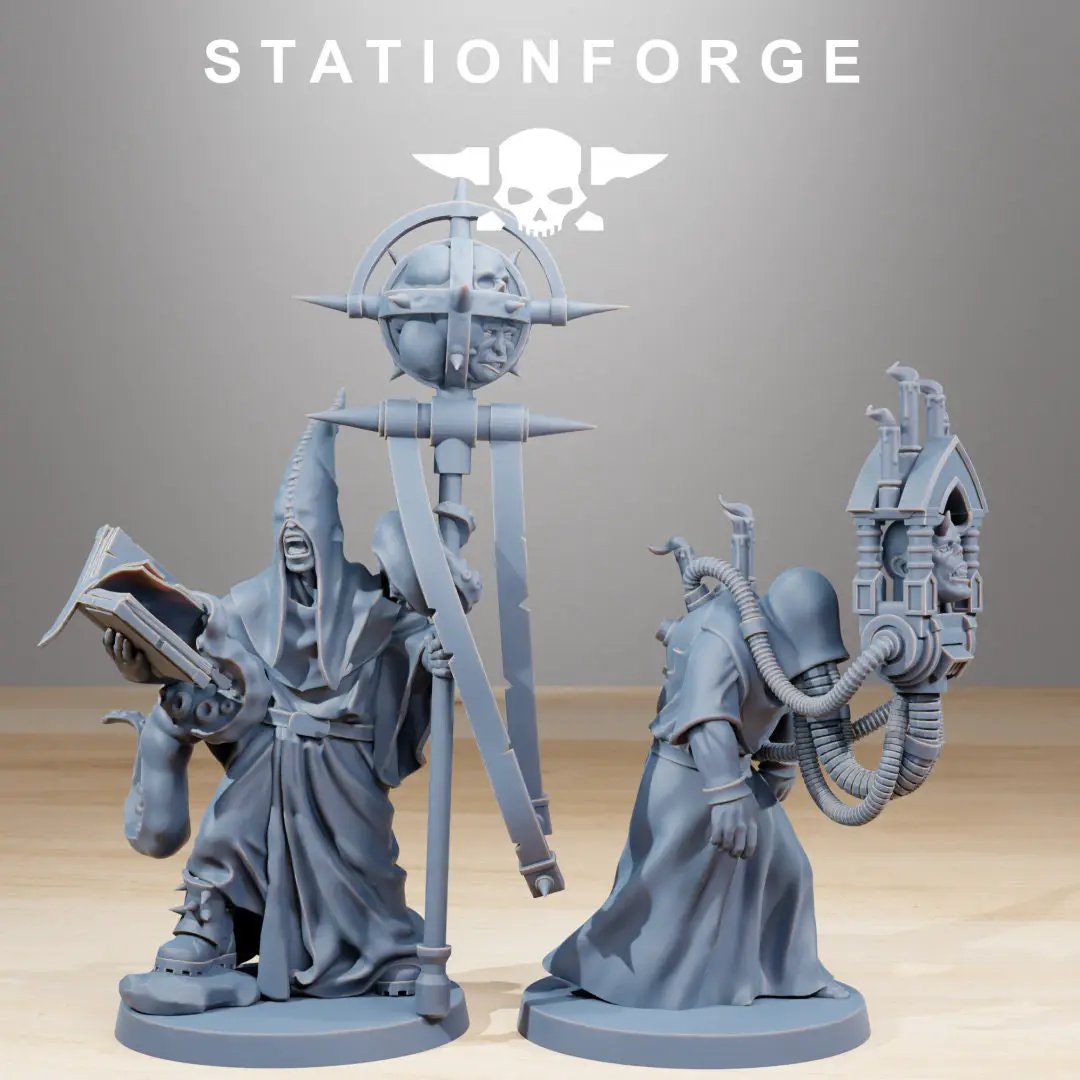 10 3D printed Corrupted Guard Fanatics model miniatures by StationForge, featuring detailed, dark fantasy-style figures for tabletop gaming.