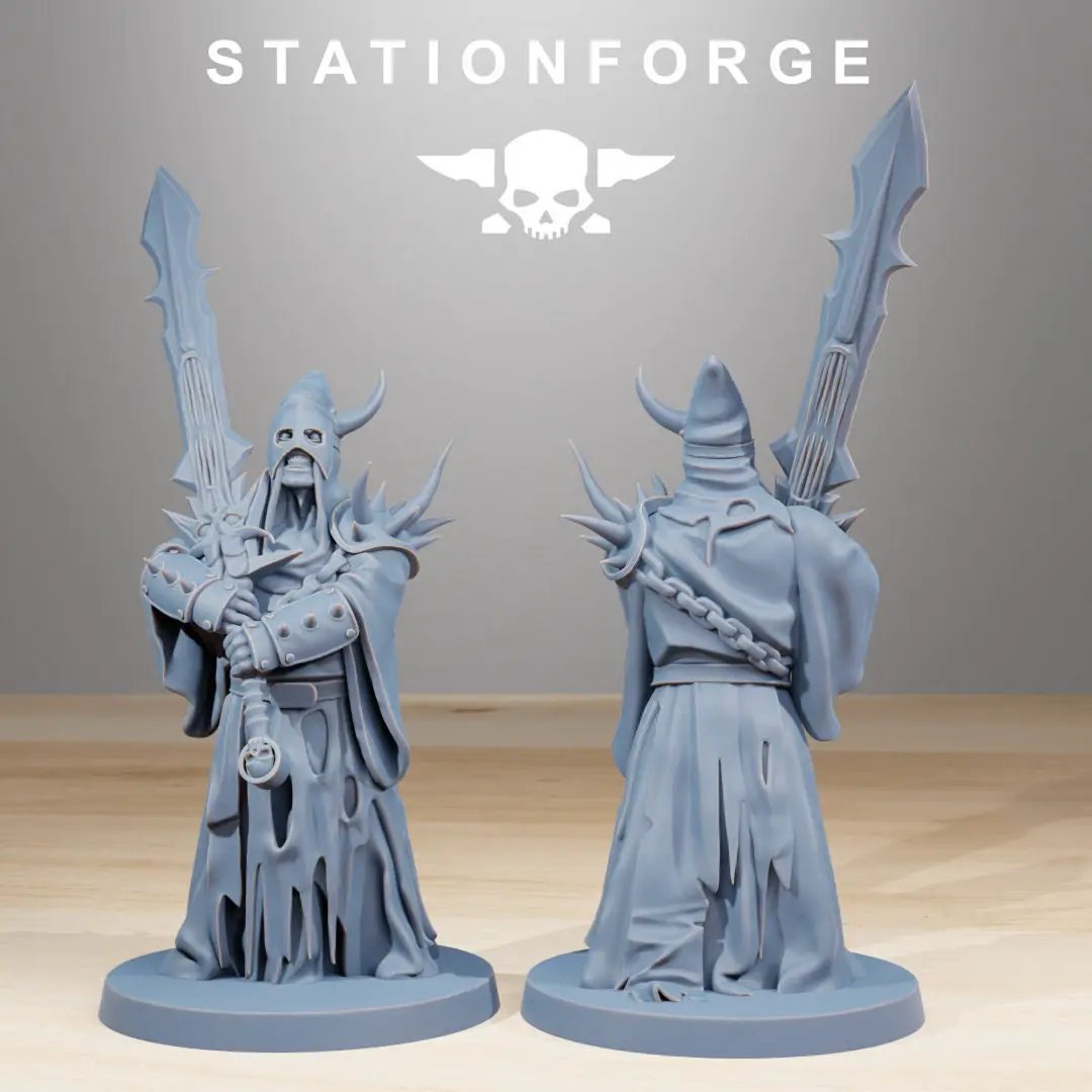 3D printed Corrupted Guard Fanatics model by StationForge, part of Last Hope Miniatures, featuring detailed, menacing fantasy soldier figures.