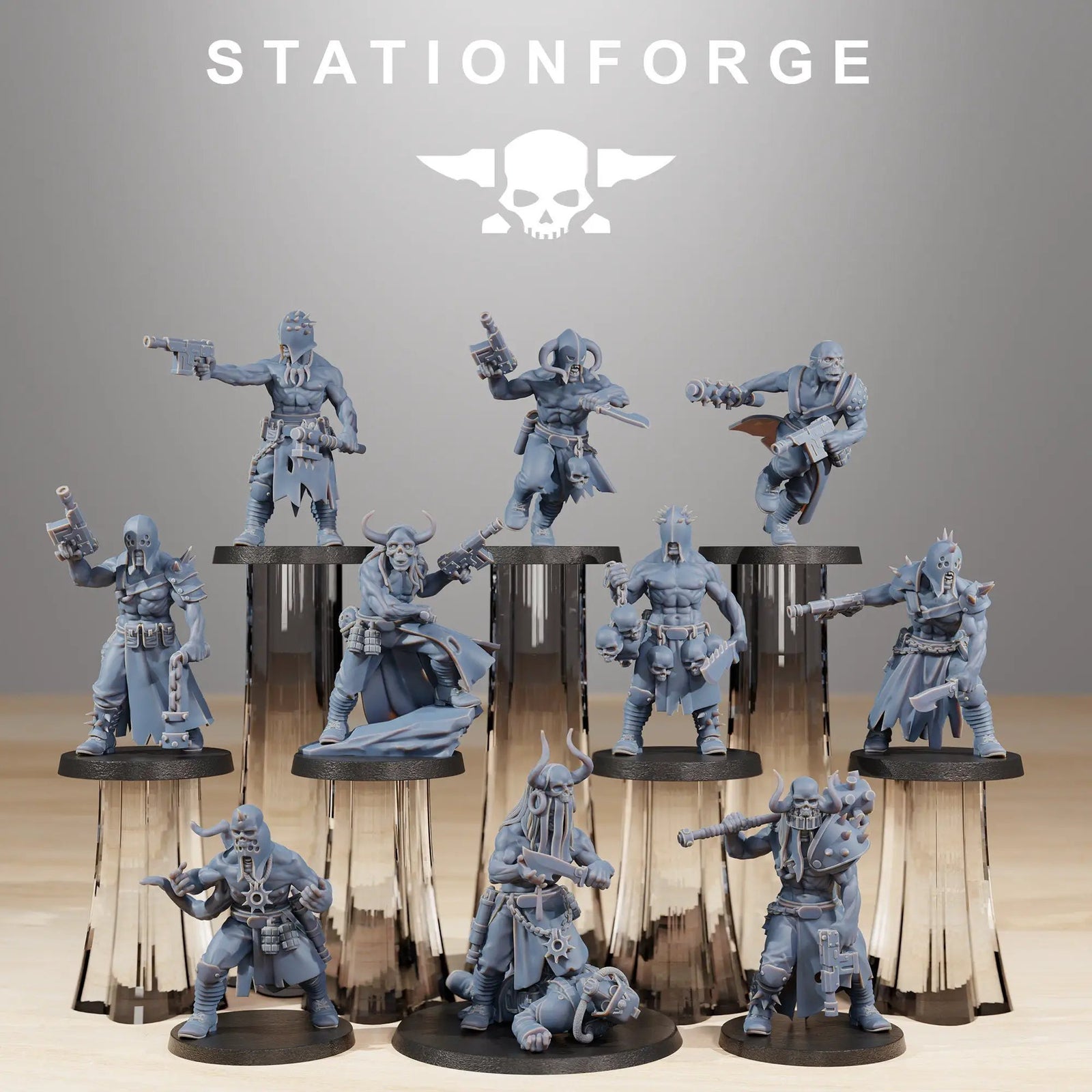 3D printed Corrupted Sectarian Squad model by Last Hope Miniatures, featuring detailed sci-fi figures for tabletop gaming.