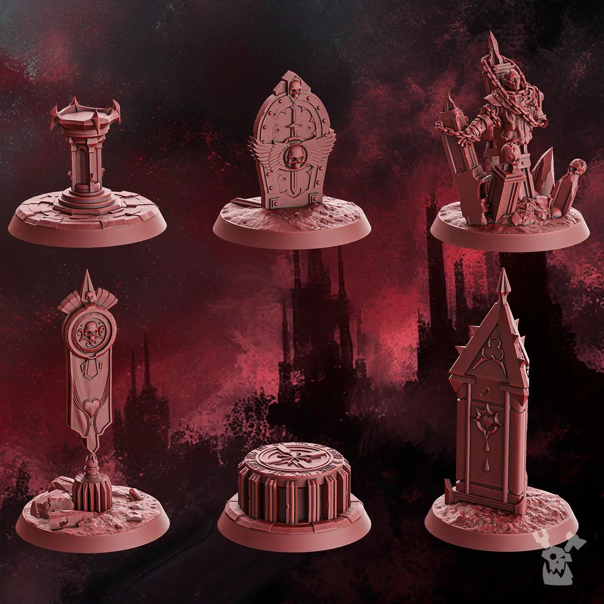 3D printed crimson wing objective markers by DakkaDakka Miniatures, detailed model featuring vibrant crimson wings for tabletop gaming.