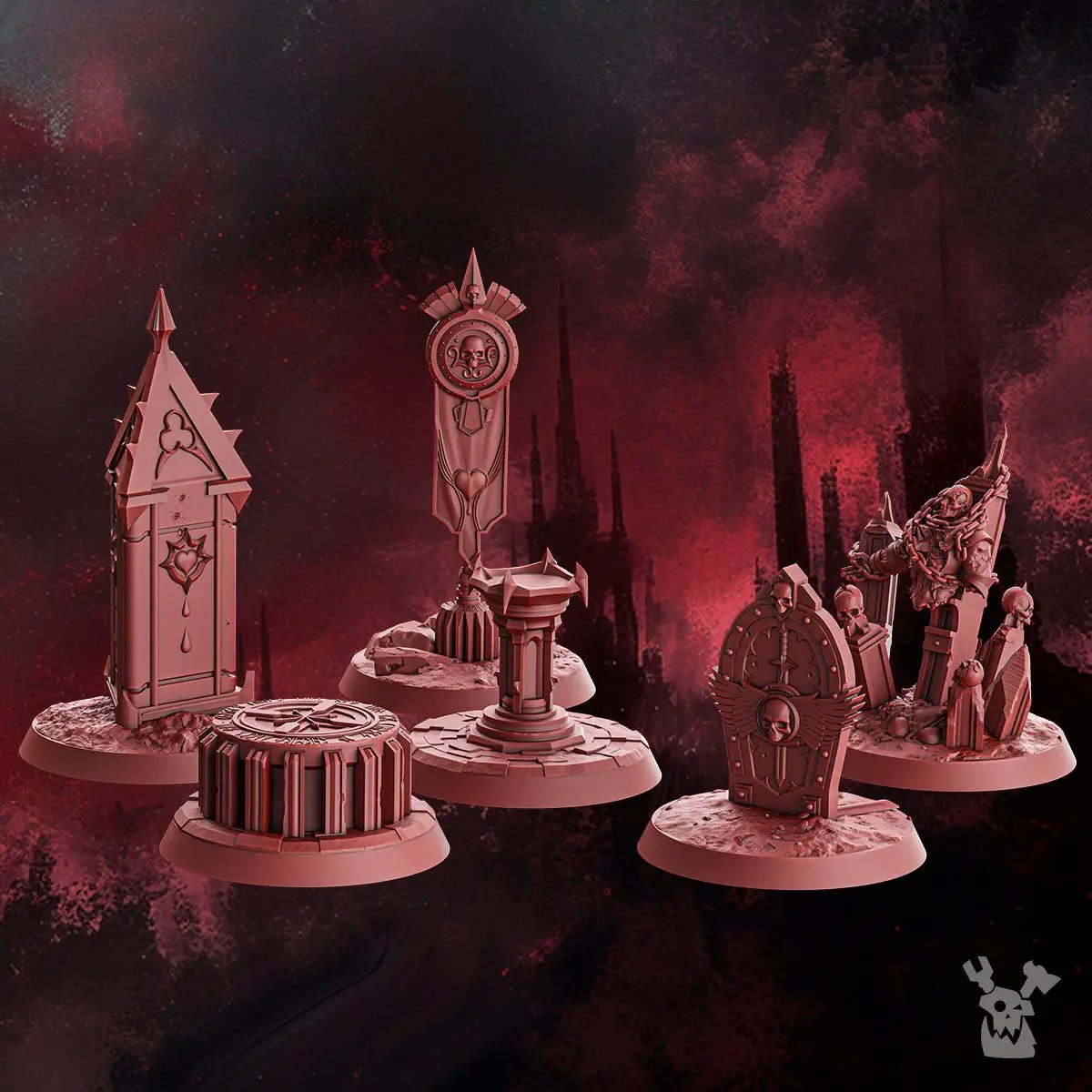 3D printed crimson wing objective markers by DakkaDakka Miniatures, detailed model designed for tabletop gaming.