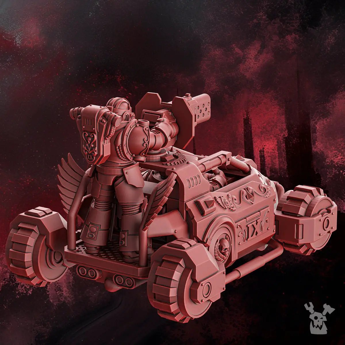 3D printed Crimson Wings Buggy model by DakkaDakka Miniatures, detailed miniature vehicle for tabletop gaming by Last Hope Miniatures