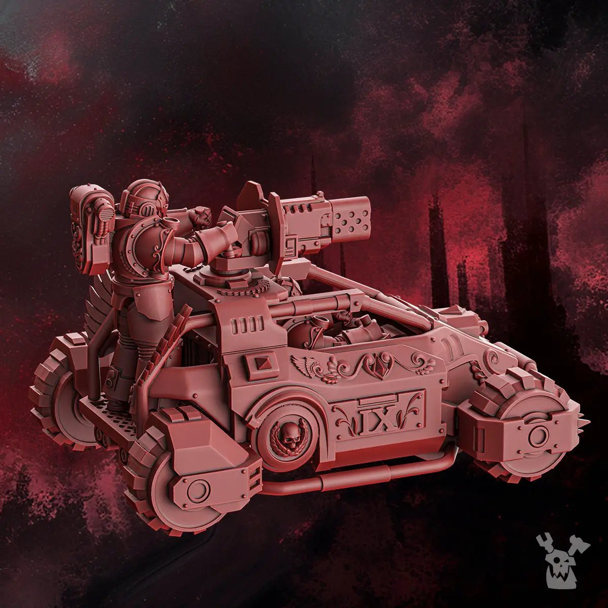 3D printed Crimson Wings Buggy model by DakkaDakka Miniatures, detailed miniature vehicle for tabletop gaming, by Last Hope Miniatures
