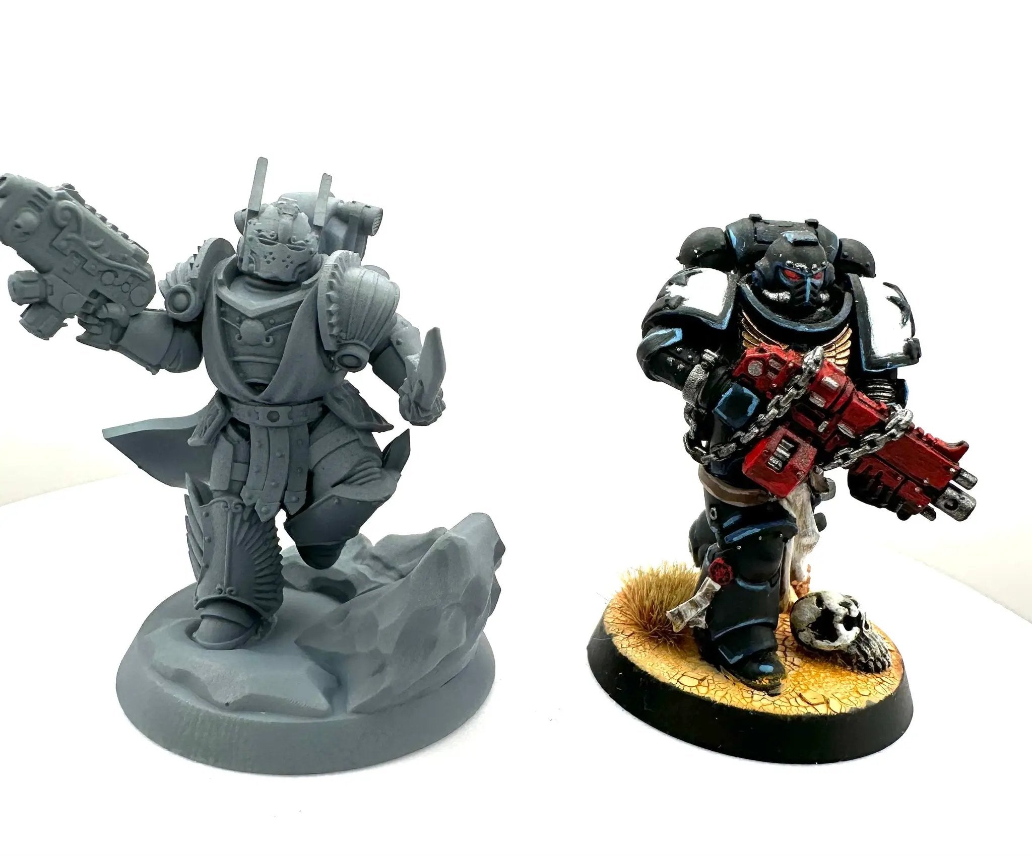 3D printed Crimson Wings Captain model by DakkaDakka Miniatures, detailed miniature figure in vibrant red armor.