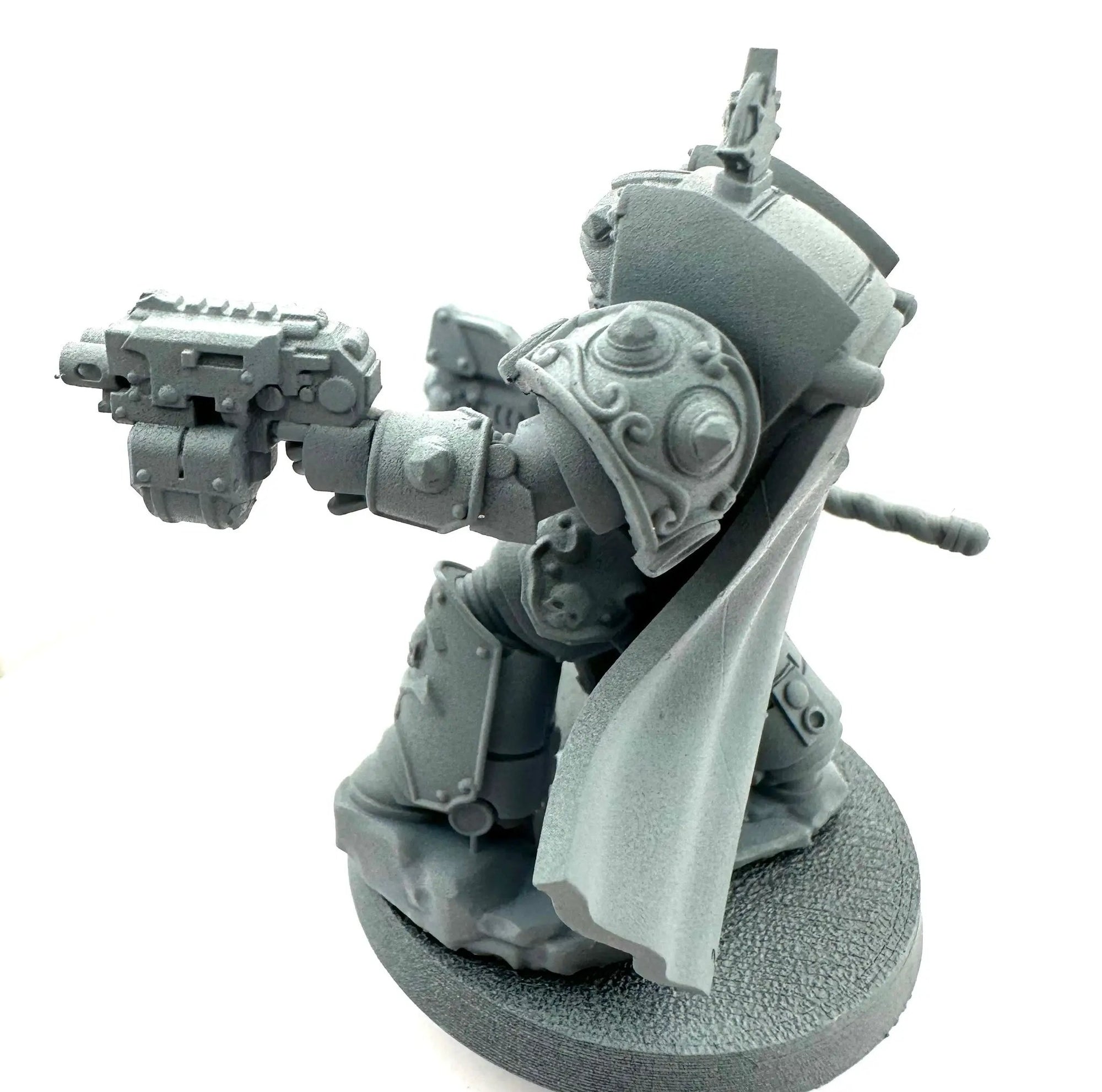 3D printed Crimson Wings Curator model in Destroyer Armor by Last Hope Miniatures, featuring detailed armor and wings.