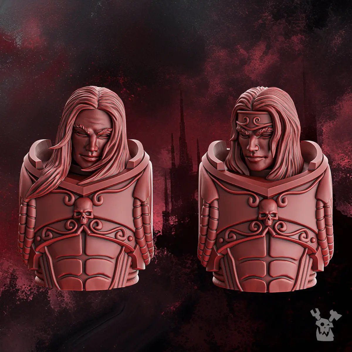 3D printed Crimson Wings Handsome Heads model set by Last Hope Miniatures, featuring detailed fantasy character heads with crimson wings.