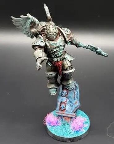 3D printed Crimson Wings Honor Guard Squad model by DakkaDakka Miniatures, featuring detailed red and gold armor and winged figures.