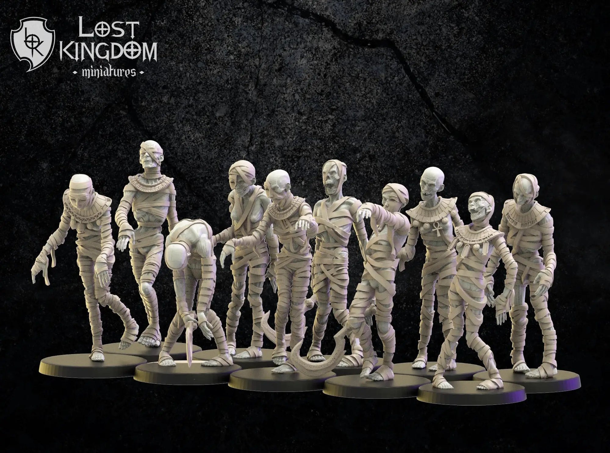 3D printed Damned Regiment model by Lost Kingdom Miniatures, displayed with detailed figures and intricate sculpting.