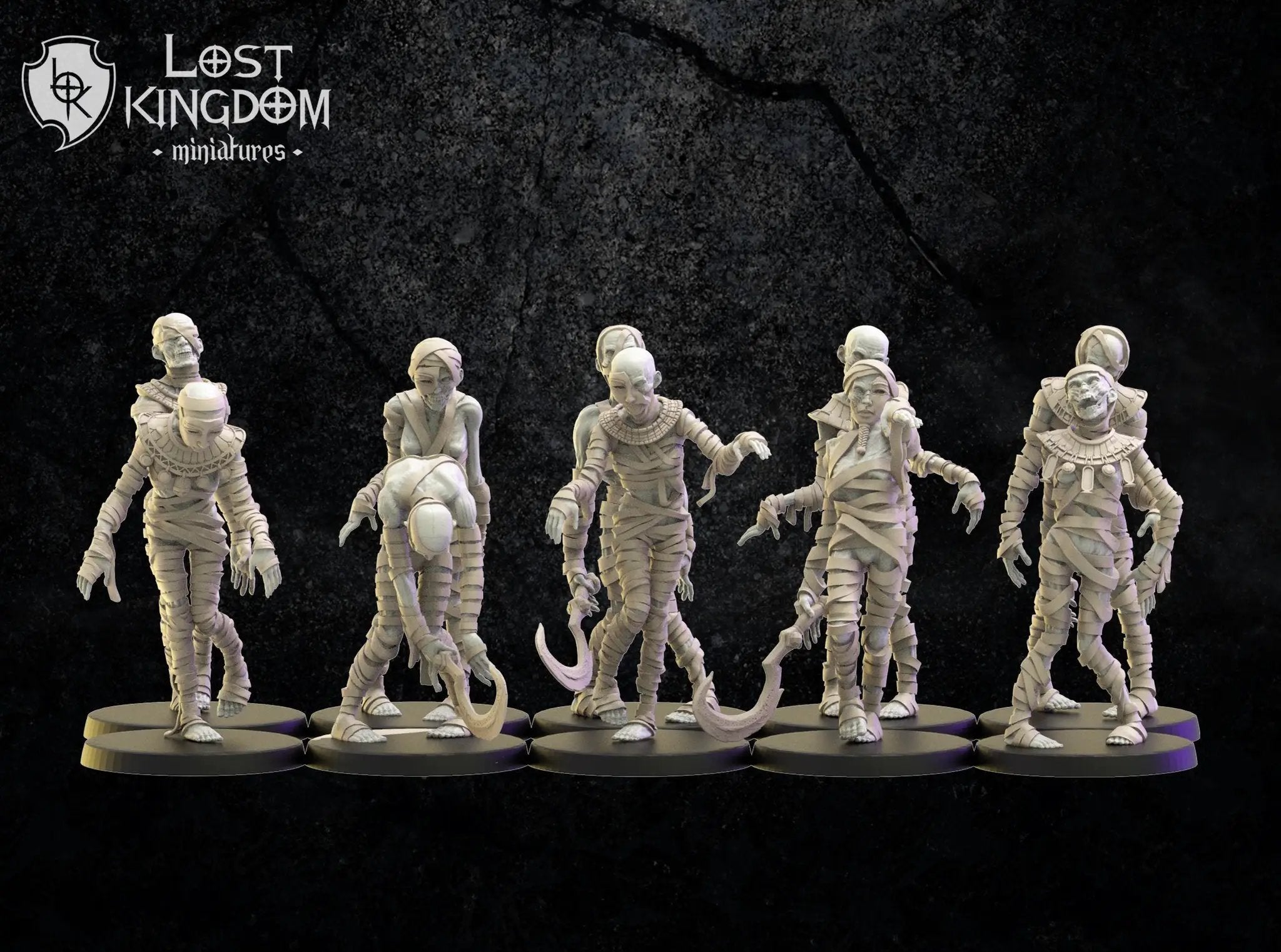 3D printed Damned Regiment model by Lost Kingdom Miniatures, shown in detailed close-up with intricate sculpting and textured surface.