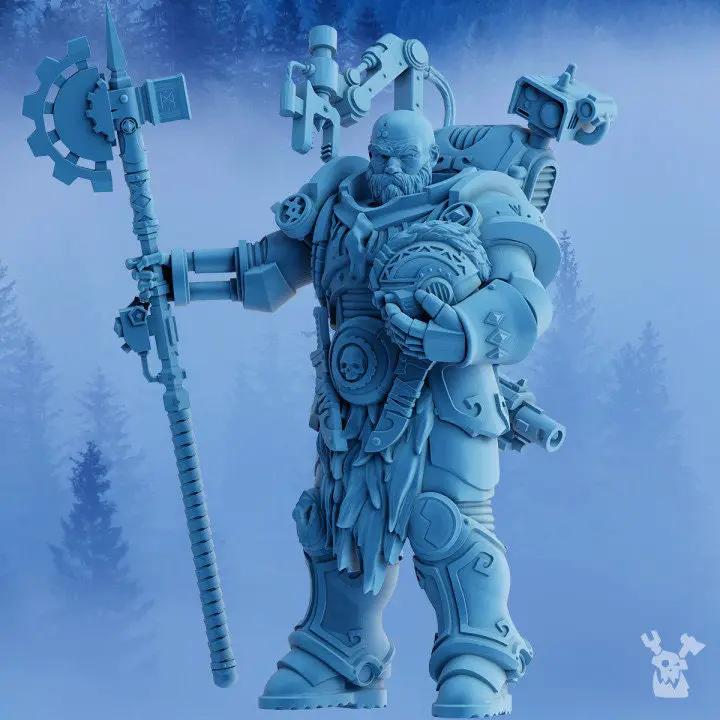3D printed Dangran model, Father of Ethereal Mountains by DakkaDakka, from Last Hope Miniatures, showing intricate mountain-themed details.