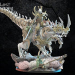 3D printed Dark Elf Ashura the Destroyer model by Lost Kingdom Miniatures, detailed fantasy figure on a stand.