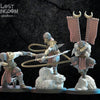 3D printed Dark Elf Dākumūn Shinobi Command Group model by Lost Kingdom Miniatures, featuring intricate dark elf figures with detailed armor.