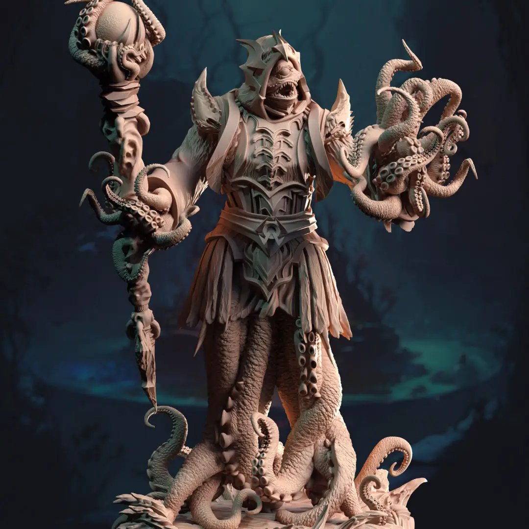 3D printed Dark Lord of the Depths model by Last Hope Miniatures, featuring intricate details and a commanding pose.