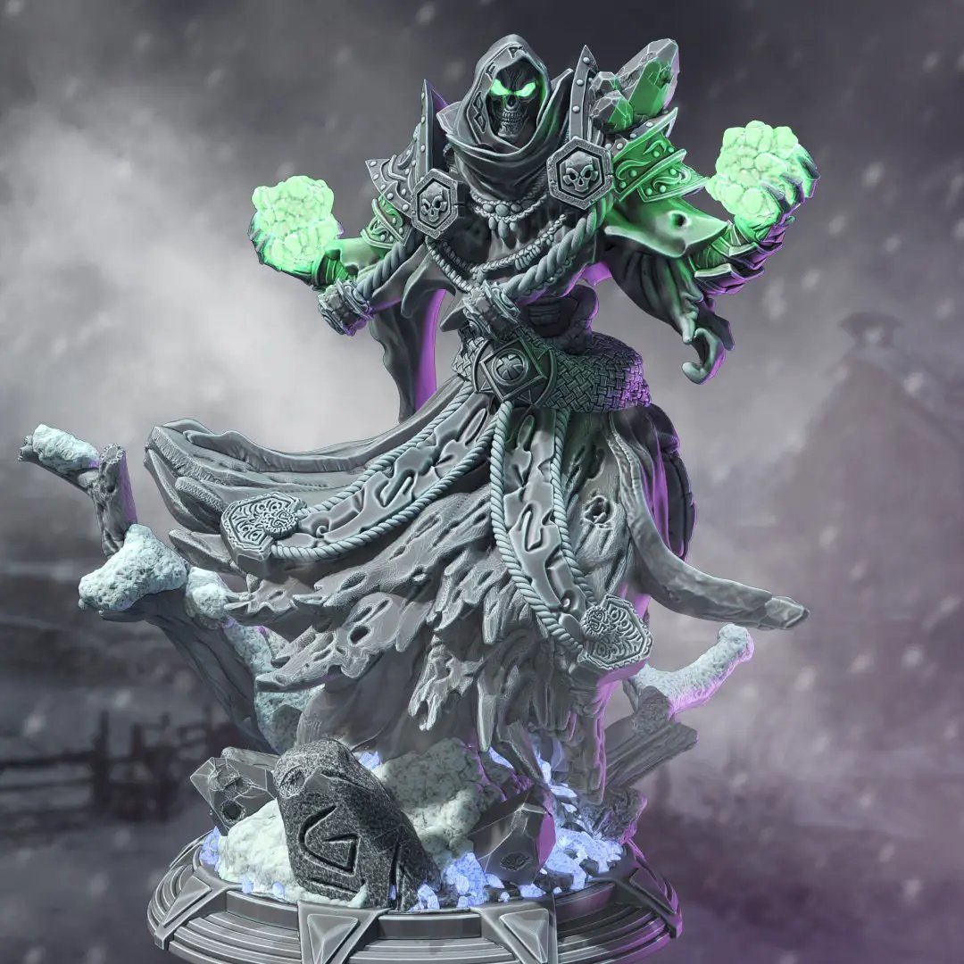 3D printed Dark Wraith Lich model by Last Hope Miniatures, featuring detailed gothic undead figure from DM Stash.