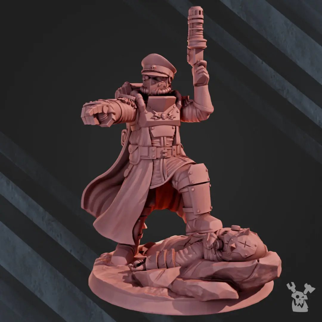 3D printed Dawnguard Commissar model by Last Hope Miniatures, detailed miniature figure from DakkaDakka Miniatures collection.