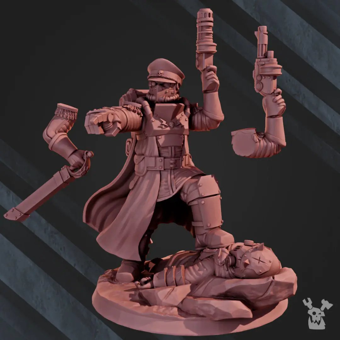 3D printed Dawnguard Commissar model by Last Hope Miniatures, detailed miniature figure for tabletop gaming and display.