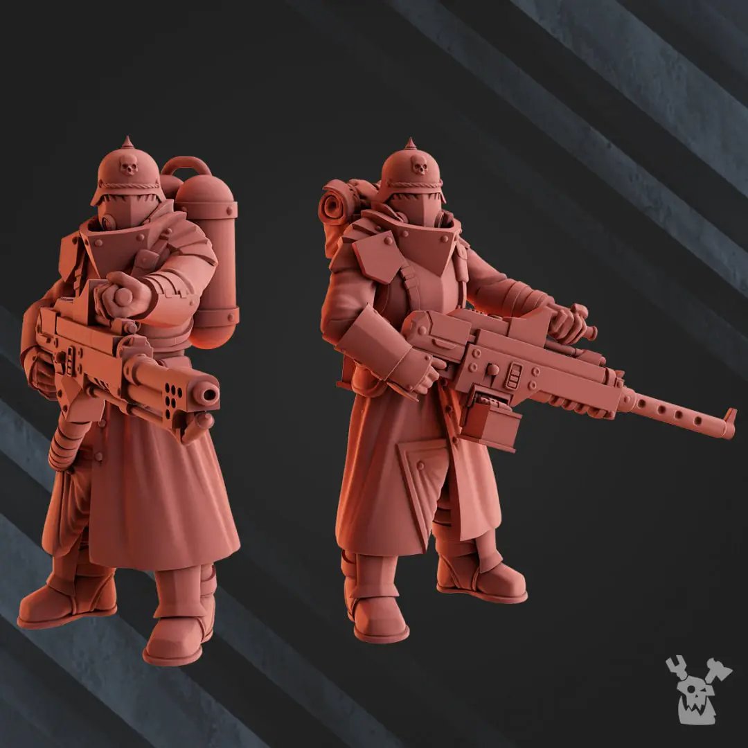 3D printed Death Division Heavy Weapons Team model by Last Hope Miniatures, featuring detailed figures with weapons and armor.
