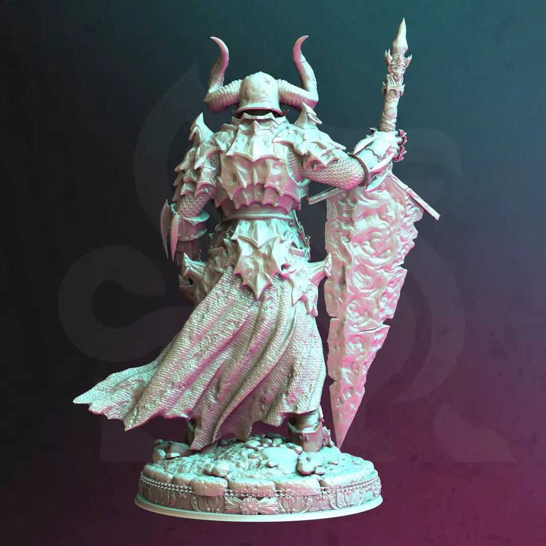 3D printed Death Knight model by Last Hope Miniatures for DM Stash, featuring dark armor and menacing stance.
