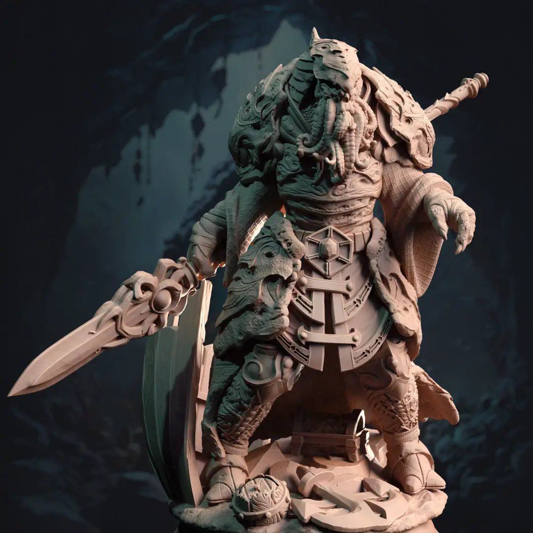 3D printed Deep Sea Aberration Guard model by Last Hope Miniatures, featuring intricate oceanic creature details.