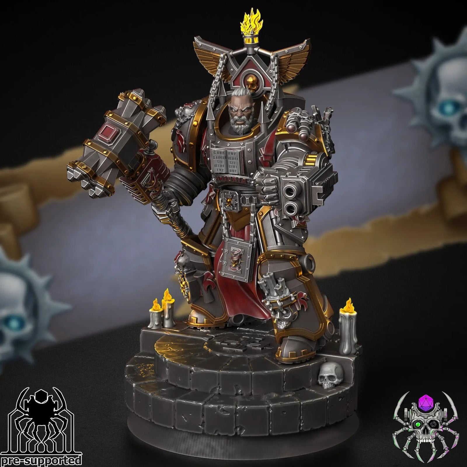 Detailed 3D printed Demon Hunter Grand Master model by Last Hope Miniatures, featuring intricate armor and weapon details.