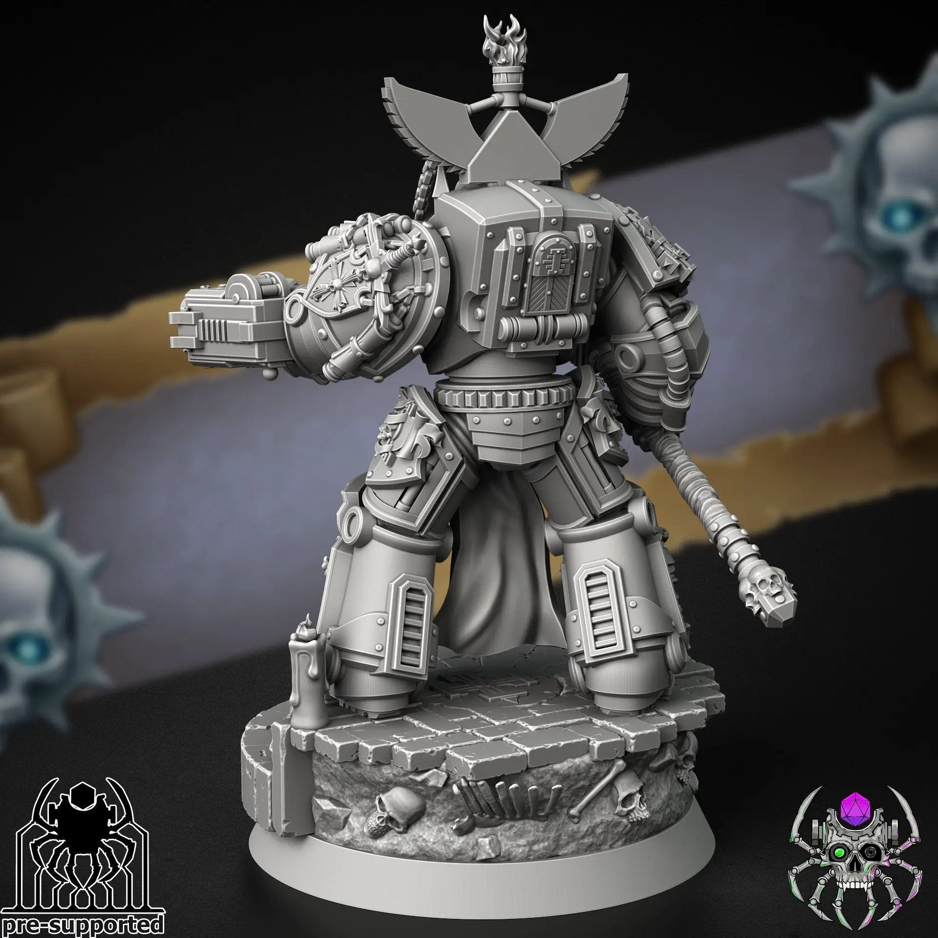 3D printed Demon Hunter Grand Master model by Last Hope Miniatures, detailed miniature figure with armor and weapon, front view.