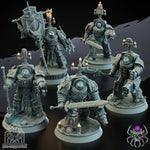 3D printed Demon Hunters heavy armor squad model by Last Hope Miniatures, detailed fantasy miniature figures for tabletop gaming