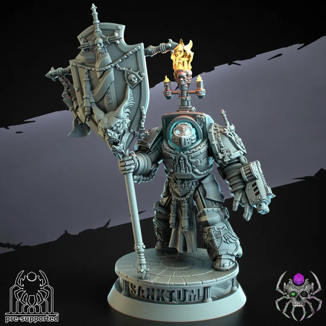 3D printed Demon Hunters Heavy Armor Squad model by Last Hope Miniatures, featuring detailed armored figures in dynamic poses.