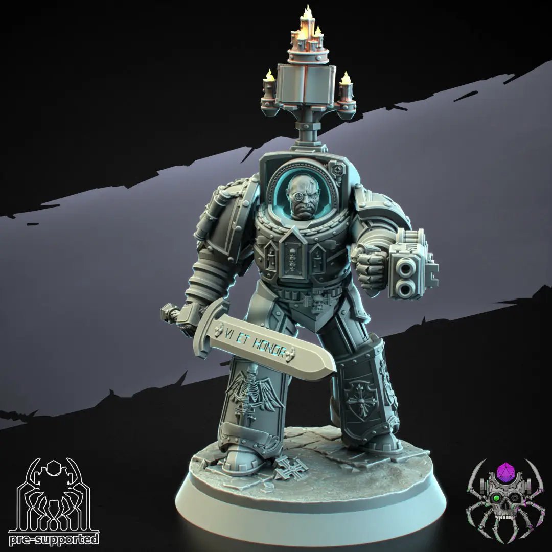 3D printed Demon Hunters Heavy Armor Squad model by Last Hope Miniatures, featuring detailed fantasy warrior figures from EightLegsMiniatures.